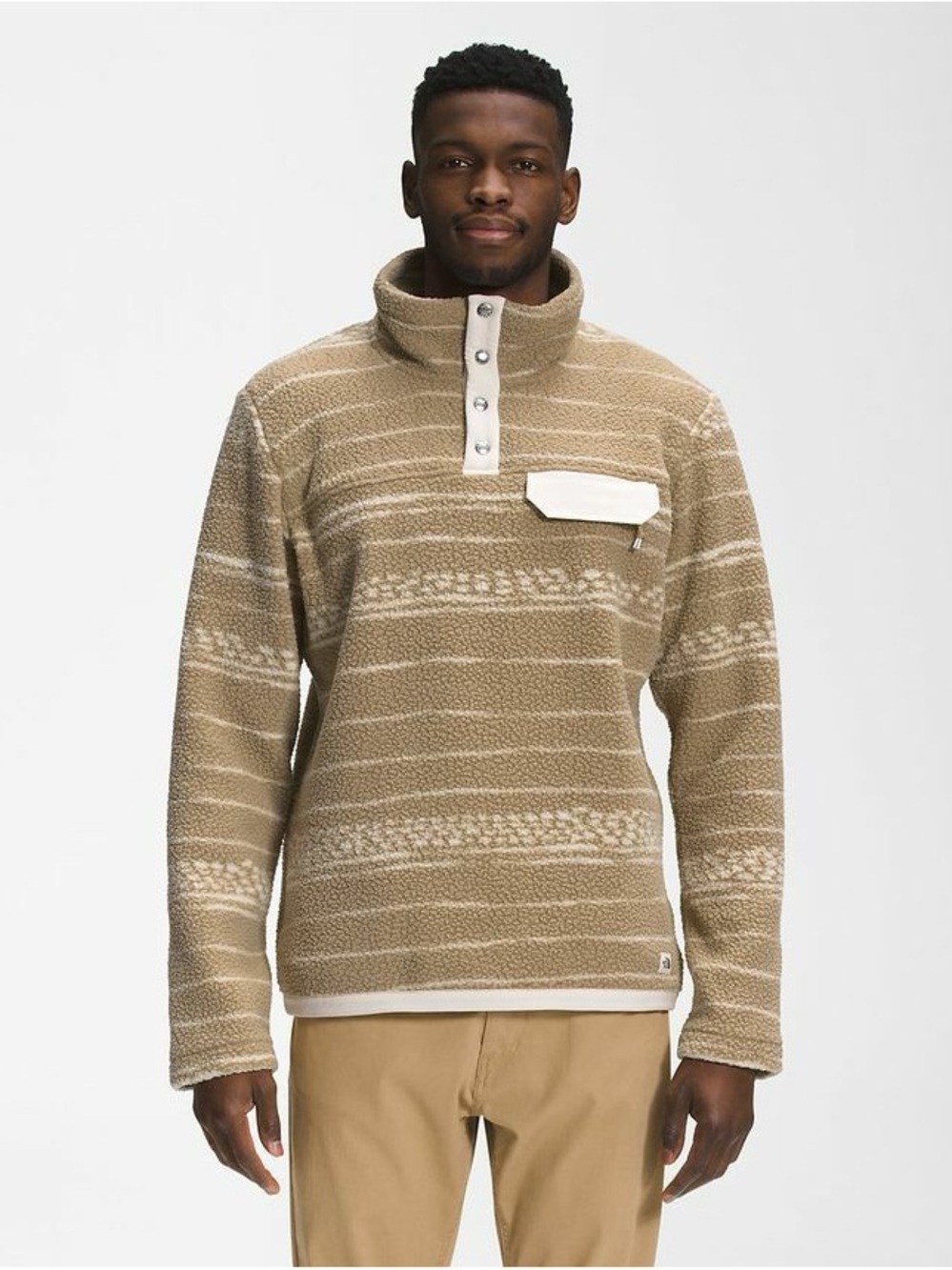 The North Face Men's Tan/Beige Sherpa Zip Pullover